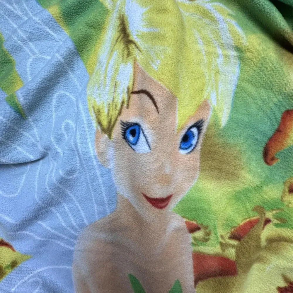 VTG Disney Tinker Bell Throw Blanket 40x50 Fleece Kids Disney Fairies Multicolor